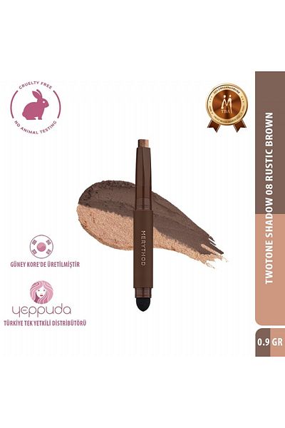 Merythod Twotone Shadow 08 Rustic Brown - Double Tone, Sponge Eyeshadow Pen