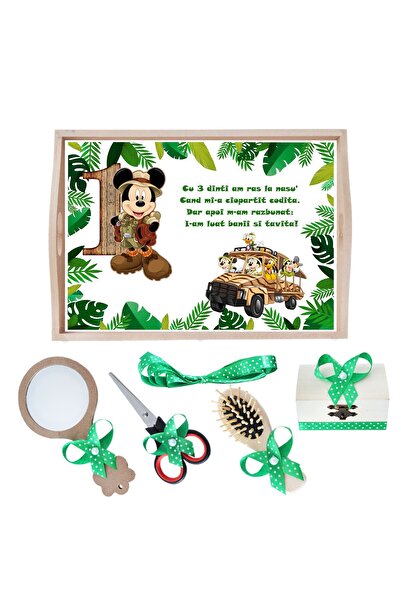Recostore Tava mot baieti Safari cu Mickey Mouse, verde, 6 piese, 35x20 cm, R...