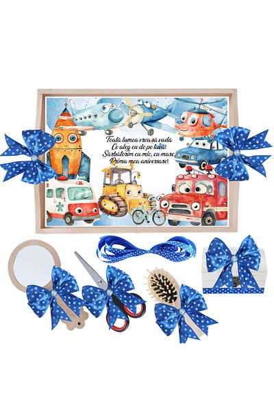 Recostore Set tavita taiere mot, cu meserii, Albastru electric, 6 piese, 35x20 cm, REC1967/346