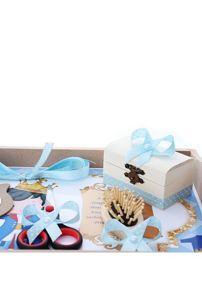 Recostore Tava mot baieti cu bebe Print, bleu, 6 piese, 35x20 cm, REC1967/140