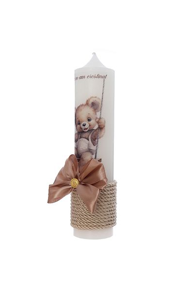Recostore Lumanare botez cu Ursulet, 30x7 cm, mocha mousse, REC5002/34