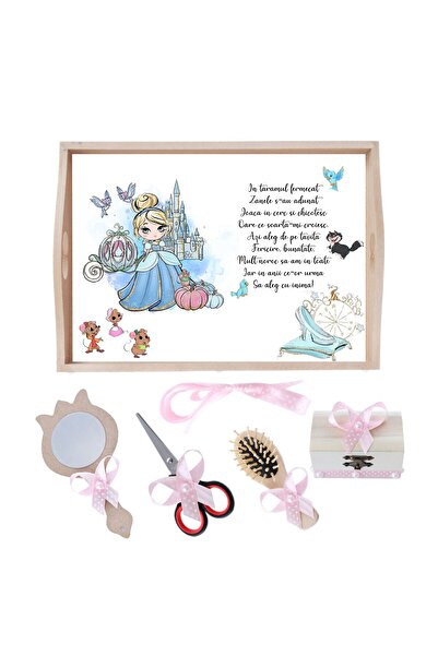 Recostore Tava mot fete la fete, Cinderella, roz, 6 piese, 35x20 cm, REC1967/192