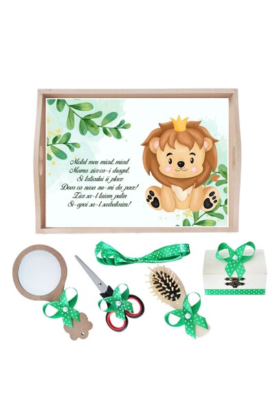 Recostore Tava mot baieti cu Leu, verde, 6 piese, 35x20 cm, REC1967/235