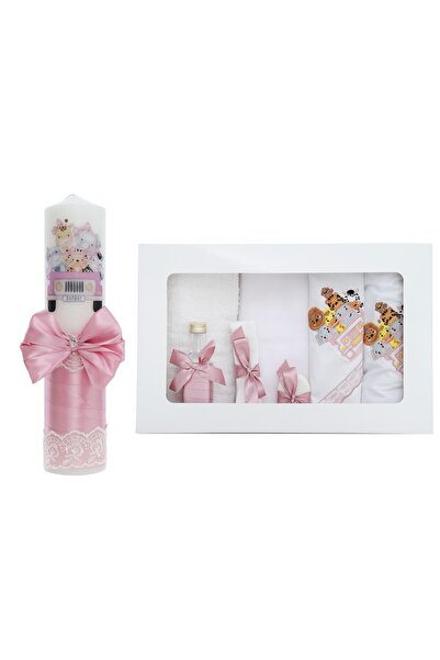 Recostore Σετ βαπτιστικού δώρου και κεριών, Safari, 8 τεμάχια, Ροζ σκόνη, REC...