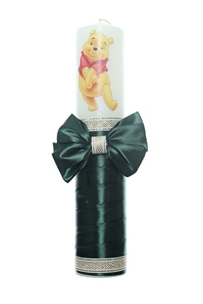 Recostore Lumanare botez cu Winnie The Pooh panglica verde, 30 cm, REC2201