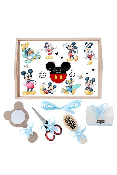 Recostore Tava mot baieti Mickey Mouse, bleu, 6 piese, 35x20 cm, REC1967/153