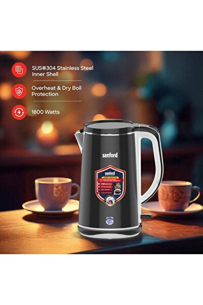 Sanford Sanford 1.7L Double Wall Stainless Steel Cordless Electric Kettle