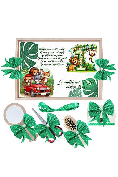 Recostore Set tavita taiere mot, cu Safari, Verde, 6 piese, 35x20 cm, REC1967...