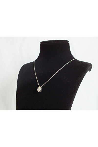 Marmaris Jewellery 925 Ayar Kadın Gümüş Kolye İnce Zincirli Tek Taşlı Zarif H...
