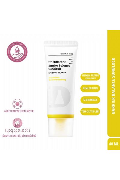Dr.Different Barrier Balance Sunblock - Lightweight, Non-Marking & Moisturizing Physical Filter Sunscreen