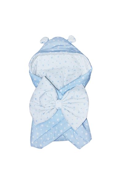 Recostore Port bebe alb-bleu cu urechi si stelute si sistem de inchidere cu funda, REC1200