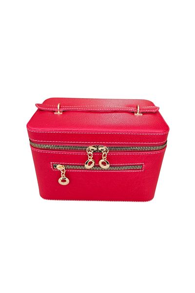 ÖZER KUTU Leather Mirrored Makeup, Care and Travel Case with Carrying Handle, Box (14X21X14 cm)