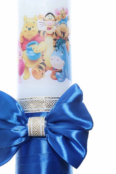 Recostore Lumanare botez cu Winnie The Pooh panglica albastru electric, REC2209