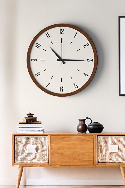 LUPOKRAFT Dekoratif Ahşap Ross Duvar Saati - Siyah & Ceviz MDF Çerçeveli, 40c...