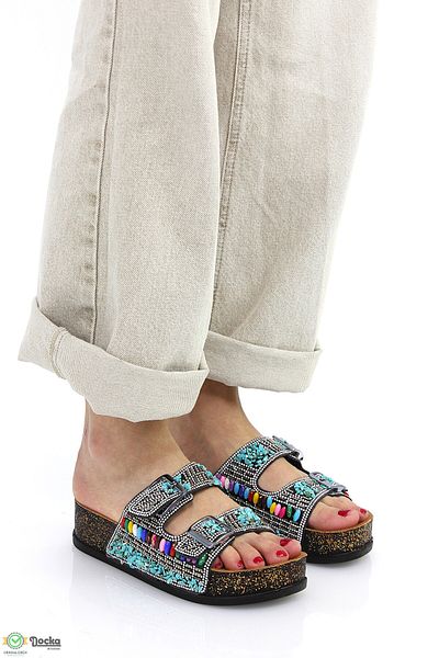 DOCKA Women's Soft Anatomical Sole Stone Detailed Slippers Fl5Y/T8041