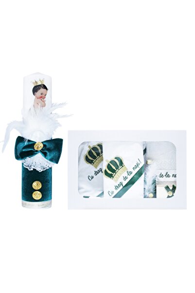 Recostore Set trusou si lumanare , coroana de print si "Cu drag de la nasi", ...