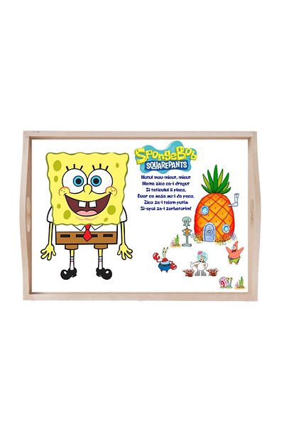 Recostore Tava mot baieti SponceBob, albastru electric, 6 piese, 35x20 cm, REC1967/190