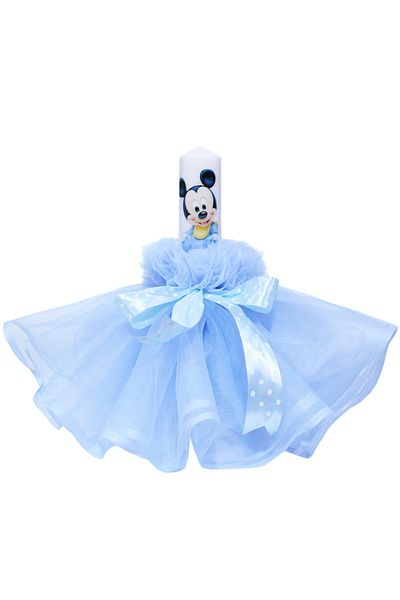 Recostore Lumanare bleu botez, cu Mickey Mouse30x5 cm, REC141