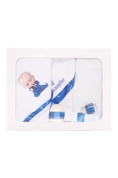 Recostore Trusou Bebe Sef alb-albastru electric, cu mesaj, 6 piese, REC1720