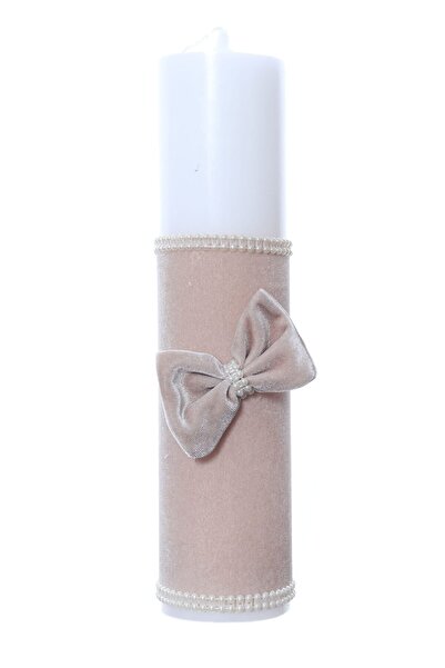Recostore Lumanare botez catifea crem, 28 cm, REC2158