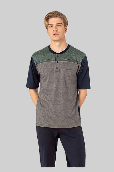 Pierre Cardin Men's Dowry Boxed Short Sleeve 100% Cotton Jacquard 3 Piece Pajama Suit