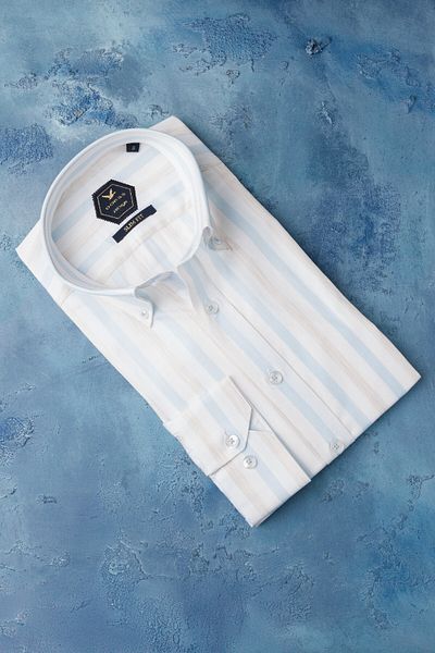 Dorss Slimfit Collar Buttoned 100% Cotton Premium Series Striped Shirt