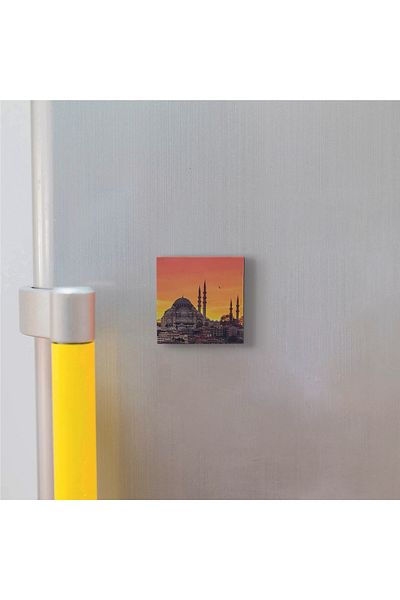 Sadrazam Istanbul Süleymaniye Mosque Printed Natural Stone Magnet (5 X 5 Krt-166)