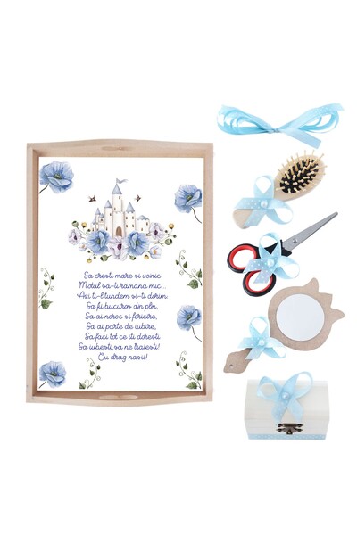 Recostore Tava mot baieti cu Castel, bleu, 6 piese, 35x20 cm, REC1967/182