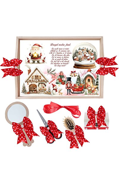 Recostore Tava mot fete, cu Mos Craciun, rosu, 6 piese, 35x20 cm, REC1967/274