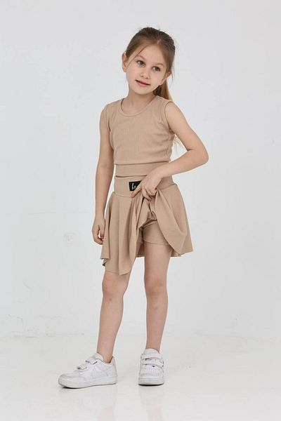 KİDSPİTİRCİK Girl's Stone Strap Crop Badi, Shorts Skirt Suit