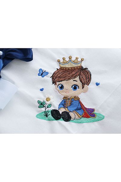 Recostore Trusou botez baieti 9 piese bleumarin cu Micul print bleumarin, REC3015