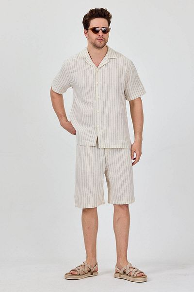 Cosplay Shirt Shorts Men's Two-Piece Suit Thin Linen Look