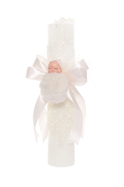 Recostore Lumanare ivoire de botez cu bebelus atasat, 35x7 cm,REC1917