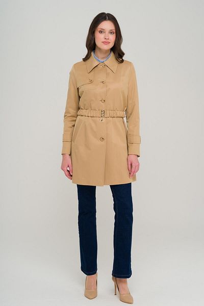 Olcay Belt Gathered Water Repellent Lined Short Trench Coat Kamel 6684