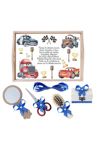 Recostore Tava mot baieti cu Cars, albastru electric, 6 piese, 35x20 cm, REC1967/180
