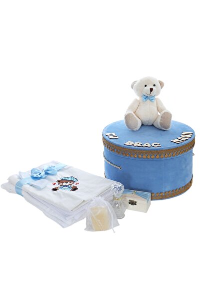 Recostore Trusou botez baieti 9 piese, Ursulet, bleu, REC3013