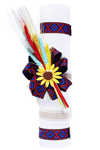 Recostore Lumanare traditionala botez, motive traditionale, 40x7 cm, REC156