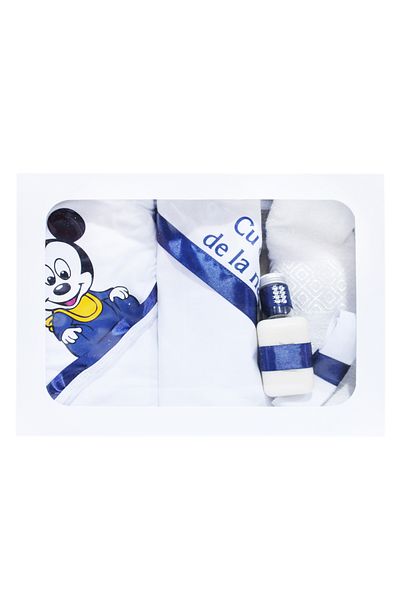 Recostore Set complet botez, lumanare si trusou, alb-bleumarin, REC367