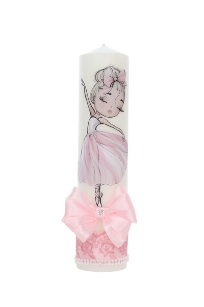 Recostore Lumanare botez, Balerina, 30x7 cm, Roz, REC5002/2