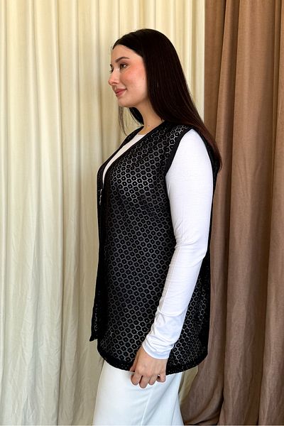 ModaPlaza Women's Lace Long Vest 261