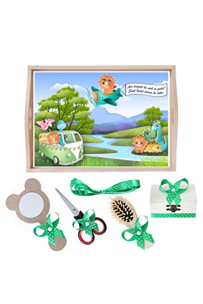 Recostore Tava mot baieti Dinozaur, verde, 6 piese, 35x20 cm, REC1967/205