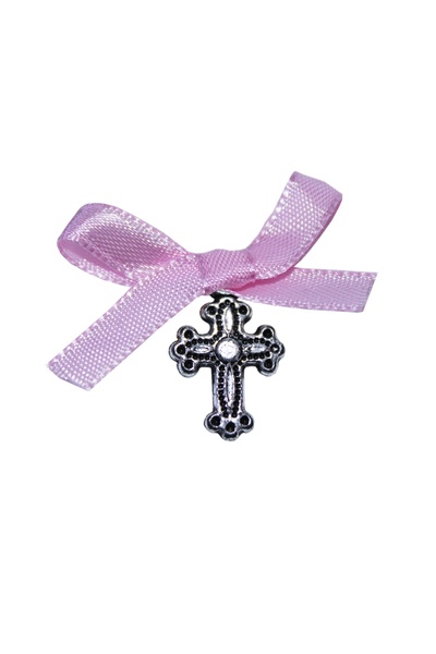 Recostore Set marturii cruciulite cu funda roz botez, 30 buc, REC326