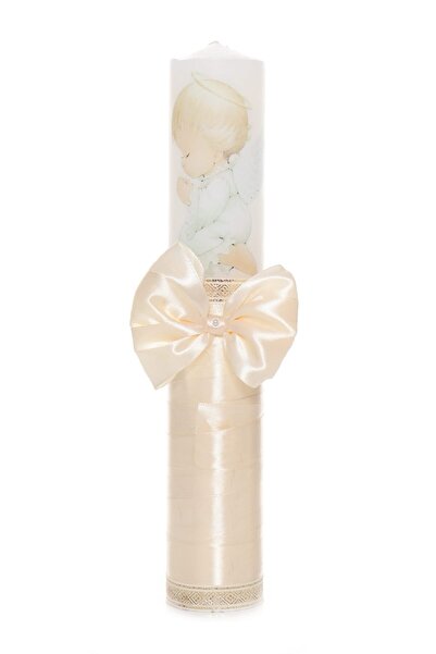 Recostore Lumanare ivoire cu ingeras botez, 40x7 cm,REC1738