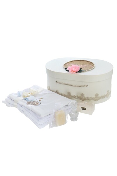 Recostore Trusou botez fete 9 piese, Lebada, ivoire, REC3021