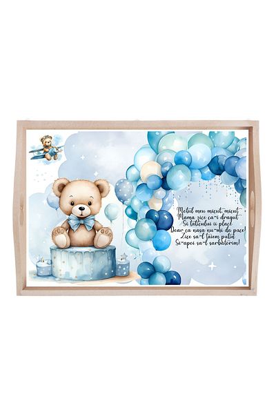 Recostore Tava mot baieti cu Ursulet, bleu, 6 piese, 35x20 cm, REC1967/257