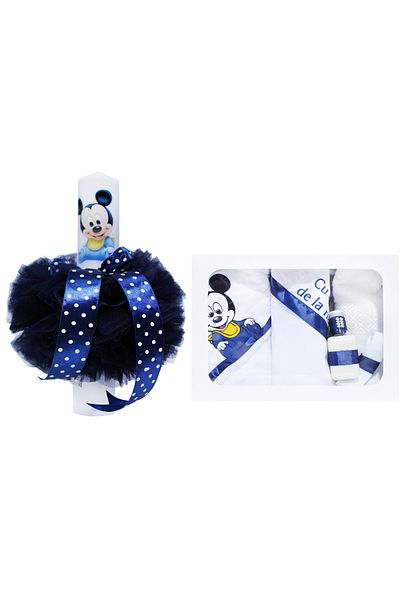 Recostore Complete baptism set, candle and trunk, white-navy blue, REC360