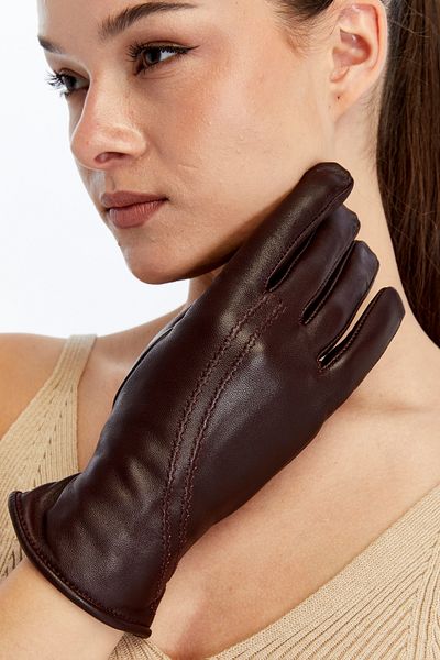 CE-YIL DERİ ÜRÜNLERİ Women's Genuine Leather Fleece Lined Gloves