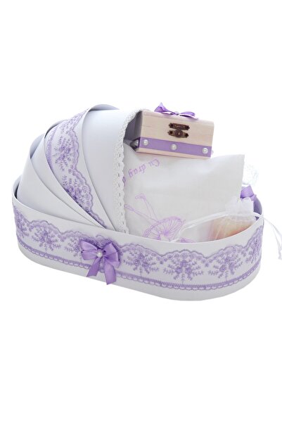 Recostore Σετ για καροτσάκι μωρού, κεντημένο με μπαλαρίνα, λιλά, 8 τεμάχια, R...