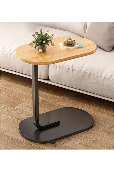 NEXIFY Small C-Shaped Bed Side Table, Round End Table for Sofa,Coffee