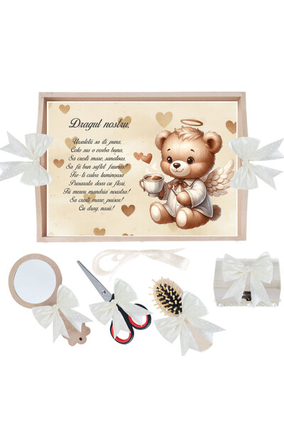 Recostore Set tavita taiere mot, Ursulet, ivoire, 6 piese, 35x20 cm, REC1967/338